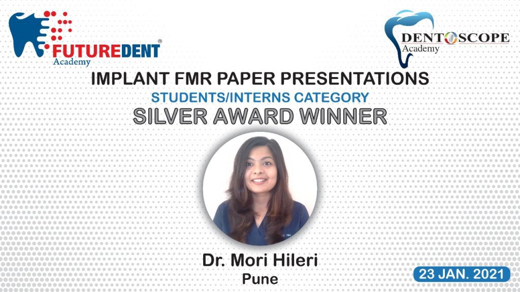 Dr. Hileri Mori recognized as Silver Award Winner in the Student/Intern category for implant full-mouth rehabilitation paper presentation.