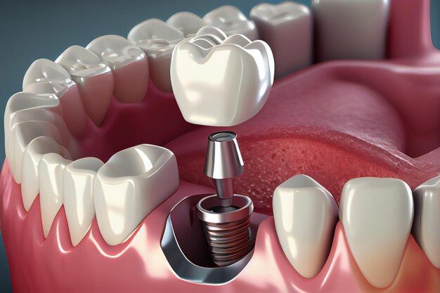 Dental implant restoration with titanium implant and ceramic crown by Dr. Hileri Mori in Pune.
