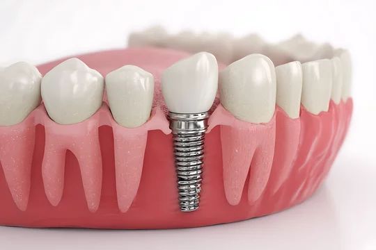 Permanent tooth replacement using a dental implant for a healthy smile at Dr. Hileri Mori, Pune.